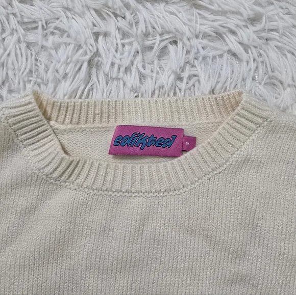 Edikted Red Racecar Cream Knit Sweater - Picture 3 of 3